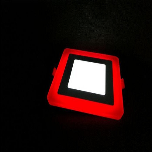 3 + 3 Watt Double Color Square LED Panel Light Side 3D Effect Light Color-White And Red