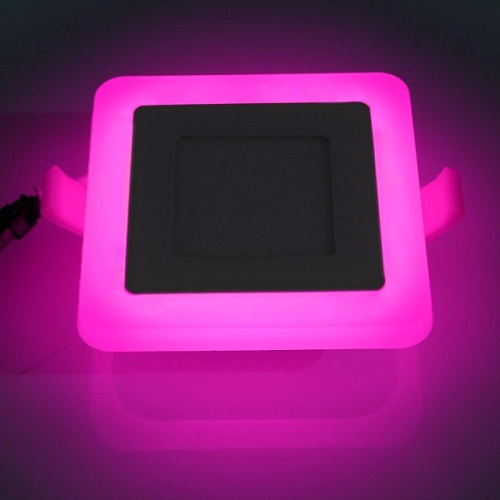 3 + 3 Watt Double Color Square LED Panel Light Side 3D Effect Light Color-White And Pink