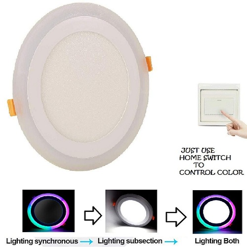 12 + 4 Watt Double Color Round LED Panel Light Side 3D Effect Light Color-PGB And White